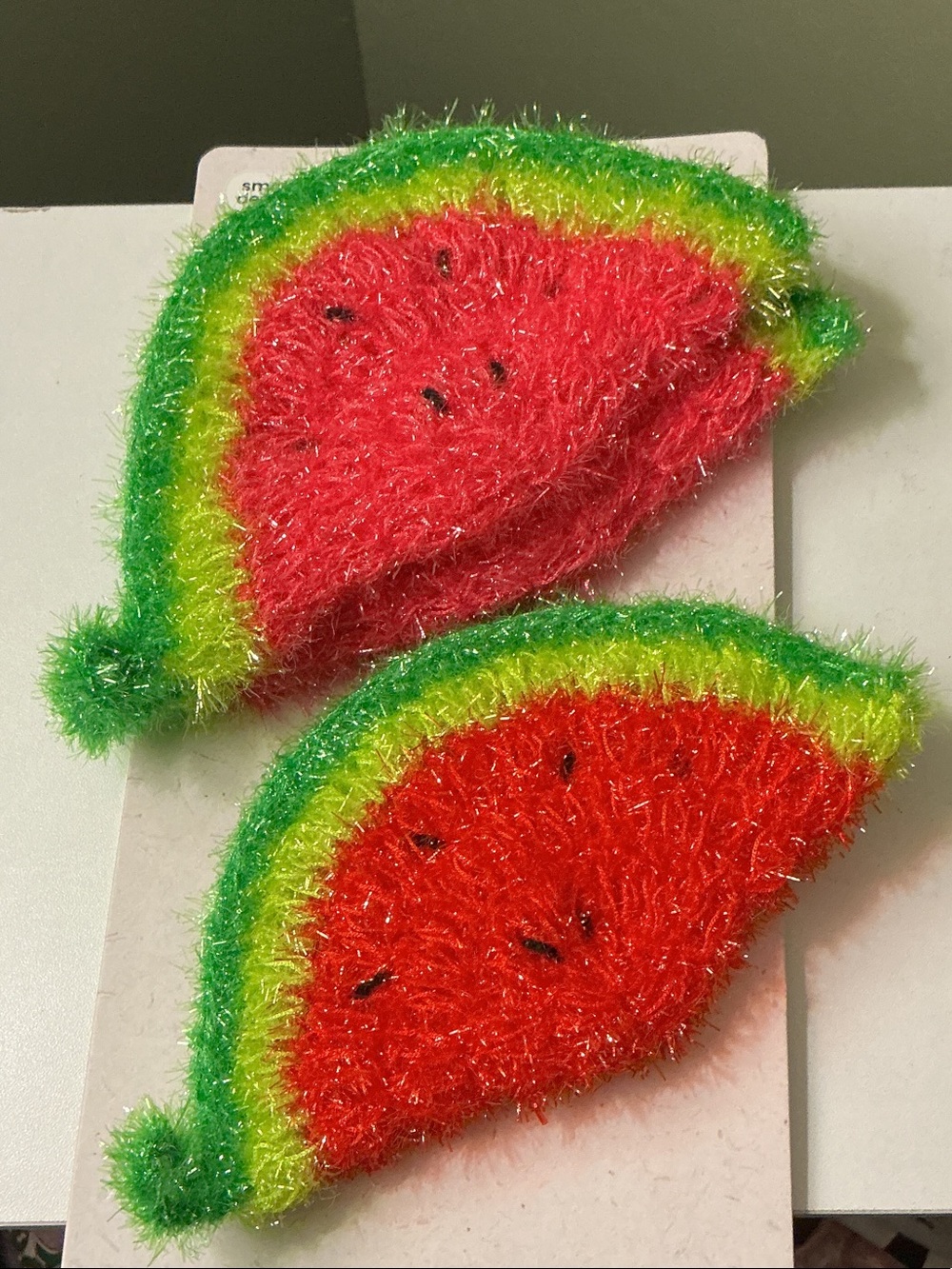 Smart Design Fuzzy Watermelon Slice Scrubbies NEW 2 Pink 1 Red